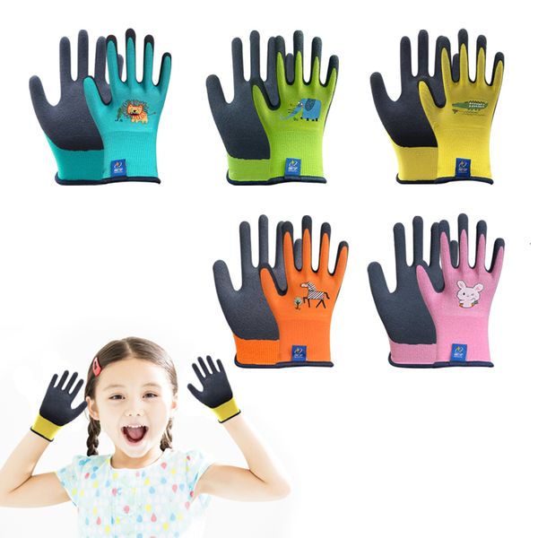 Gants de jardinage à cinq doigts pour enfants, antidérapants, durables, pour le travail dans la cour, 5 paires, sécurité respirante, 230826