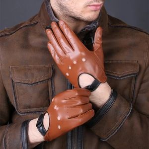 Cinq doigts gants gants en cuir véritable noir marron hiver automne mode hommes femmes respirant conduite gants de sport mitaines pour homme femme 231117