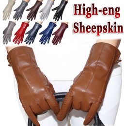 Vijf vingers handschoenen Echte schapenvacht handschoen winter warm verdikt dun touchscreen leren handschoenen buiten rijden highend mode 2023 230925