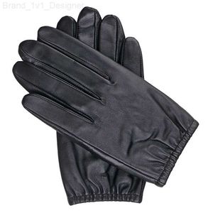 Guantes de cinco dedos, guantes de cuero genuino para hombres, guantes de verano para conducir en invierno, piel de cabra, la mejor calidad, nueva marca, cuero transpirable L230804