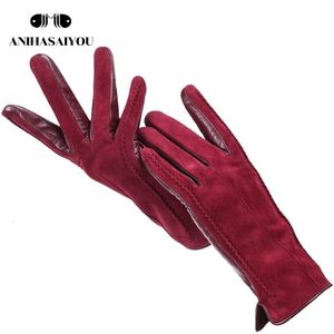 Vijf vingers handschoenen Goede kwaliteit touch handschoenen kleur winter dames leer echt suède 50% 2007 221119189V