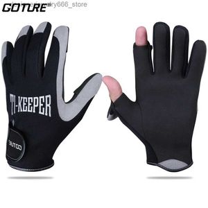 Guantes de cinco dedos Goture Ti-Keep Guantes de pesca de invierno 2 dedos cortados S M L XL Guantes antideslizantes impermeables para hombres Guantes de pesca en hielo transpirables Q231206