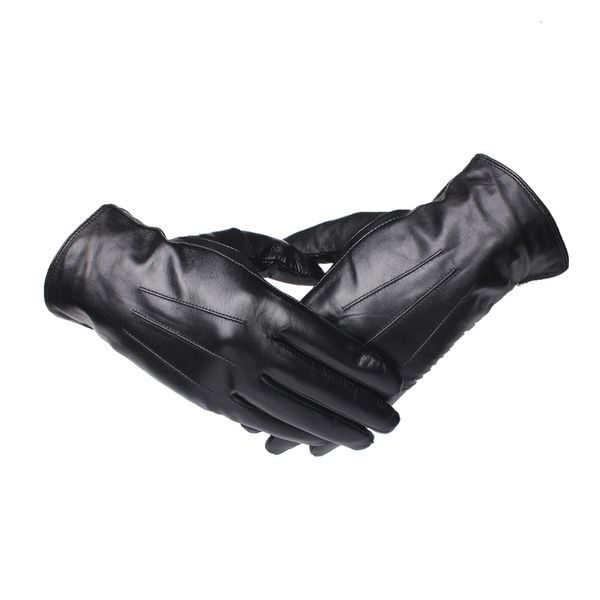 Five Fingers Gants GOURS Hiver Gants En Cuir Véritable Hommes Noir Véritable Gants En Peau De Chèvre Doublés De Polaire Chaud Mode Conduite Mitaines Arrivée GSM043 230717