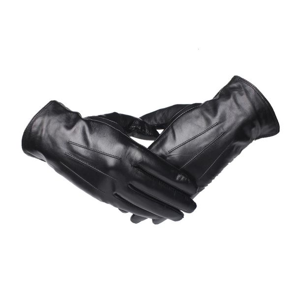 Gants à cinq doigts Gours hiver gants en cuir véritable hommes noir véritable gants en peau de chèvre doublé polaire chaud mode conduite mitaines arrivée GSM043 231115