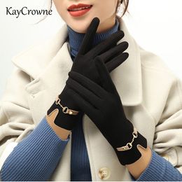 Guantes de cinco dedos Grace Fashion Lady Glove Mitten Winter Vintage Touch Screen Driving Keep Warm Windproof Dropshiping G056 230818