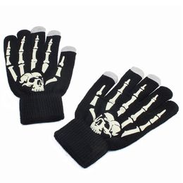 Vijf vingers handschoenen Halloween skelet full vinger touchscreen gloed in de donkere nieuwigheid po props podium Party SuppliesFive