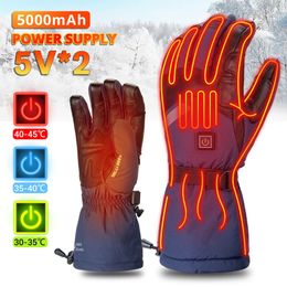 Cinco dedos Guantes calentados Calor térmico eléctrico Invierno Cálido Esquí Snowboard Caza Pesca Impermeable Recargable 231114