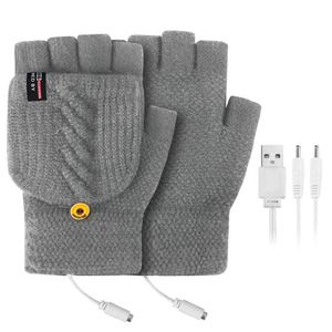 Cinq doigts gants chauffants électriques hiver Li-ion rechargeable en cuir batterie extérieure 187O