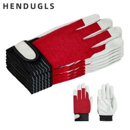 Handschoenen met vijf vingers HENDUGLS Werkstiksels Leer Veiligheidsbescherming Behandeling Rijden Tuin Snoeien Planten Onderhoud Rijhandschoen 5 paar 508R 230928