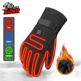 Cinco dedos Guantes Herobiker Motocicleta Impermeable Calentado Guantes Moto Pantalla táctil Batería Powered Moto Racing Montar Invierno 230823