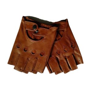 Gants à cinq doigts de haute qualité pour hommes noirs, gants en cuir véritable, antidérapants, Luvas, demi-doigt, en cuir de mouton, sans doigts, gants moto L01 231117
