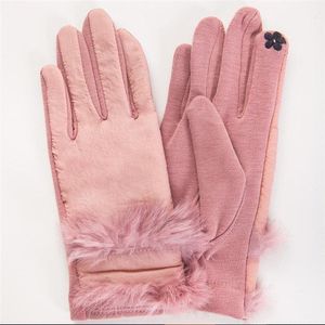 Gants à cinq doigts Howfits Femmes Hiver Conduite En Peluche Écran Tactile Chaud Filles Épais Coton Imperméable Vélo Cyclisme Mitaines De Voiture Formelle