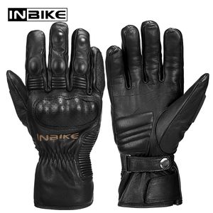 Cinco dedos Guantes INBIKE Guantes de motocicleta de invierno Piel de cabra Cuero A prueba de viento Hombres Ciclismo MTB Bicicleta Moto Guantes de motocross protectores IM863 230818