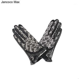 Cinco dedos Guantes Jancoco Max 2023 Pantalla táctil de encaje Piel de oveja genuina Mittens Primavera Otoño Invierno S2034