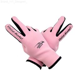 Guantes de cinco dedos Mantener el buceo 2MM Neopreno Pesca submarina Guantes de buceo Invierno Cálido Natación Anti Scratch Buceo Guantes protectores Traje de neopreno L230804