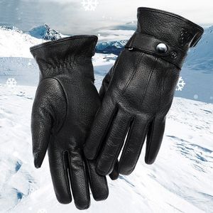 Gants à cinq doigts garder au chaud gants en cuir pour hommes pour conduire une moto en plein air véritable conduite gants en cuir de cerf hommes accessoires de vêtements d'hiver 230911