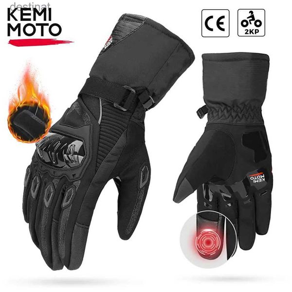 Gants à cinq doigts KEMiMOTO CE Gants de moto hiver noir Guantes Moto Invierno Écran tactile chaud Gants coupe-vent imperméables ProtectiveL231108