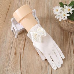 Guantes de cinco dedos para niños, disfraz de princesa Formal con lazo de satén para niñas, para fiesta de actuación, vestido elegante, Navidad, Navidad1