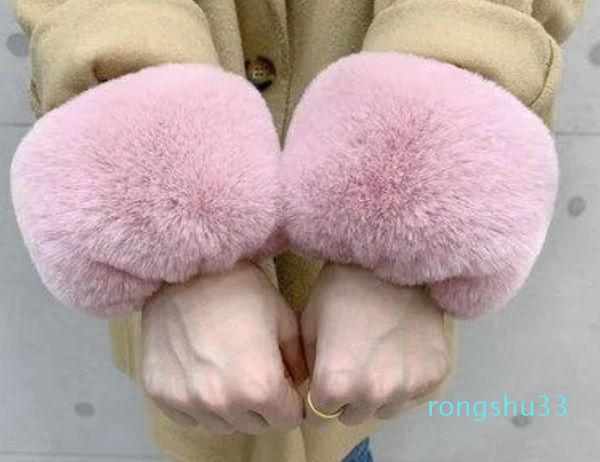 Cinco dedos Guantes Gran puño Piel Muñeca Manga grande Decoración Abrigo de invierno Anillo de mano Faux Warm Oversleeves Brazo Puños