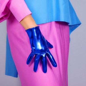 Vijf vingers handschoenen latex korte faux glans octrooi leer 8 