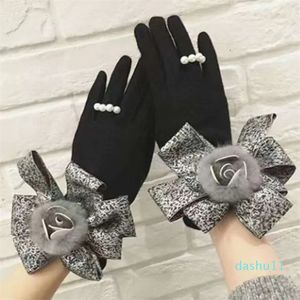 Cinq doigts gants lettre camélia cachemire gants chauds hiver pour marque classique camélia écran tactile femme mitaines épaisses conduite