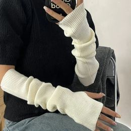 Cinq doigts gants longs sans doigts femmes mitaine hiver bras chaud tricoté manches mode décontractée filles douces vêtements punk gothique 231130