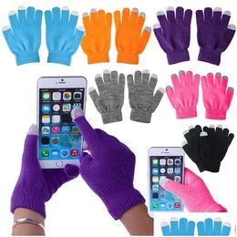 Five Fingers Handschoenen Magic Touch Sn Knit Smartphone Texting Stretch Adt One Size Winter Warmer Voor Dames Drop Delivery Fashion Access Dhzbf