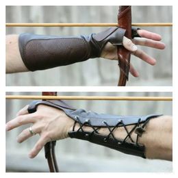 Cinq doigts gants médiéval tir à l'arc cuir longs gants steampunk armure manchette guerrier chevalier archer costume brassards gantelet bracelet bras accessoire 230717