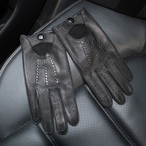 Cinq doigts gants hommes deerskin mince unique sans peau mode locomotive printemps et été automne conduite doigt complet en cuir véritable 230921