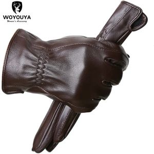 Guantes Five Fingers guantes de piel de oveja para hombre invierno cálido más terciopelo corto fino color de conducción guantes de cuero guantes de invierno de alta gama para hombres -8025Y 231025