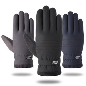 Five Fingers Gants Homme Coupe-Vent Extérieur Solide Hiver Plus Velours Épais Plein Doigt Mitaines Sport Équitation Patinage Écran Tactile Chaud1