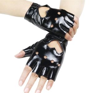 Cinq doigts gants hommes femmes conduite punk court cuir demi doigt danse moto été mode couleur unie léopard mitten205j