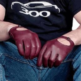 Cinq doigts gants hommes gants en cuir véritable mâle doux peau de chèvre mince mode gants de conduite décontractés chaud hiver écran tactile gants de poignet courts 230906