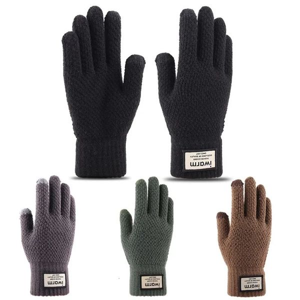 Cinq doigts gants hommes hiver tricot extérieur équitation coupe-vent grande taille polaire épaissie écran tactile gant chaud 230928
