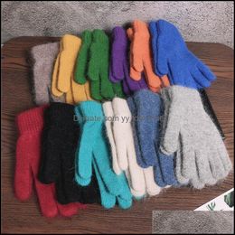 Guantes de cinco dedos Mitones Sombreros Bufandas Accesorios de moda Mujeres Niñas Colorf Beautif Suave Otoño Invierno Cálido Doble capa Cómodo