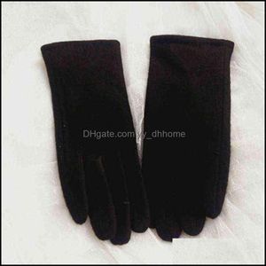 Vijf vingers handschoenen wanten hoeden, sjaals mode-accessoires winter womens kasjmier touchscreen elegante parel wollen borduurwerk vet dik