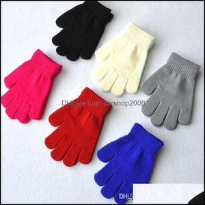 Cinq doigts gants mitaines chapeaux foulards accessoires de mode hiver chaud enfants tricotés enfants filles fl doigt gant garçons 6 styles support
