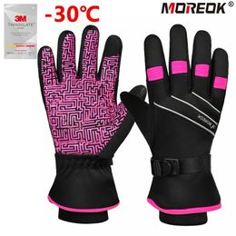 Vijf Vingers Handschoenen MOREOK Ski Thinsulate Volledige Vinger Thermische Touchscreen Winter Fietsen Warme Motorhandschoen voor Mannen Vrouwen 230928