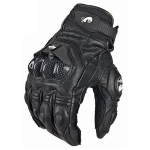 Cinco dedos Guantes Motocicleta Negro Racing Cuero genuino Moto Blanco Equipo de carretera Guante Hombres Verano Invierno 230823