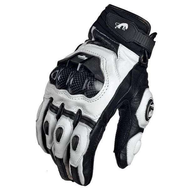 Cinco dedos Guantes de guantes de motocicleta Black Racing Guante de cuero genuino Glove White Glove Men Summer Invierno 230816