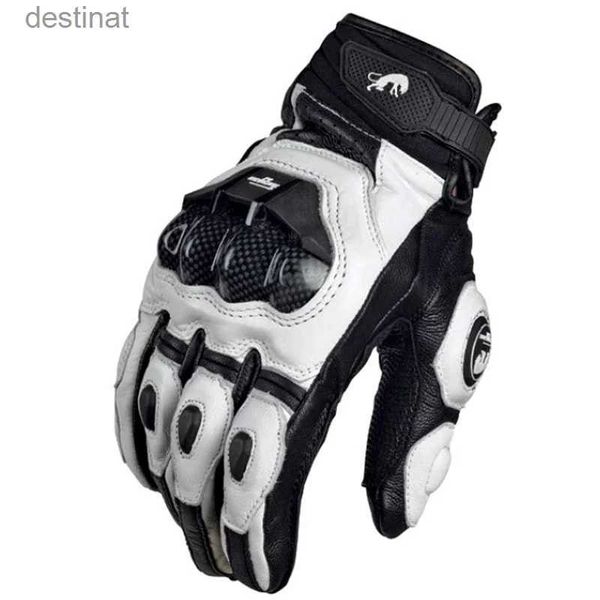 Cinq doigts gants gants de moto noir course en cuir véritable moto blanc course sur route équipe gant hommes été hiver L231108