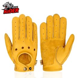 Cinq doigts gants gants de moto en cuir véritable respirant engrenages de protection moto antichute écran tactile gants de motocross sports de plein air 220921