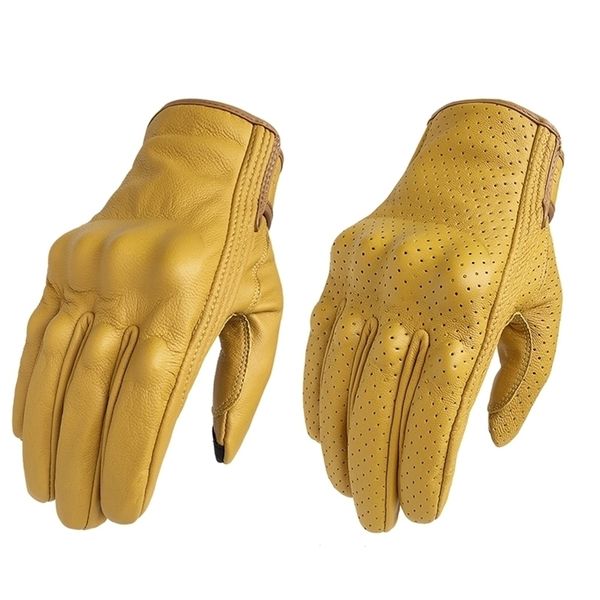 Cinq doigts gants gants de moto écran tactile en cuir jaune tactique gant hommes femmes vélo cyclisme doigt complet moto moteur motocross Luvas 220921