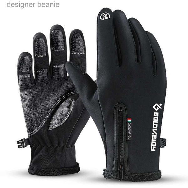 Cinco dedos Guantes Motocicleta Gs Moto Gs Invierno Polar térmico Forrado Invierno Resistente al agua Pantalla táctil Antideslizante Motoike Montar GsL231103