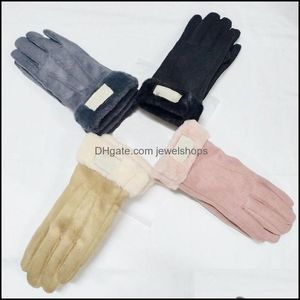 Vijf vingers handschoenen nieuwe esign faux bontstijl handschoen voor vrouwen winter buiten warm vijf vingers kunstmatige lederen handschoenen groothandel druppel ot7sr