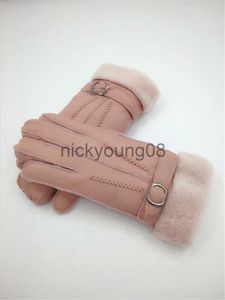 Vijf Vingers Handschoenen Gratis Verzending - Nieuwe Kwaliteit Vrouwelijke Wollen Handschoenen Winter Mode Vrouw Warme Handschoenen Echt Leer Kwaliteit x0902