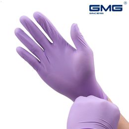 Cinco dedos guantes nitrilo desechable Examen de látex gratis Guantes de alergia impermeable impermeable para la cocina Purple para mujeres 230816