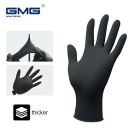 Cinco dedos Guantes Nitrilo Trabajo impermeable GMG Guantes negros más gruesos para alimentos químicos mecánicos desechables 231012