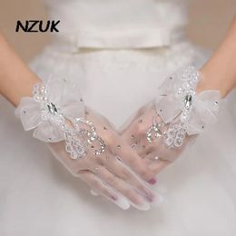 Guantes de cinco dedos NZUK Guantes de novia sexy novia guantes de boda accesorios vestido de festa Liga nupcial Dedo guantes blancos 231016
