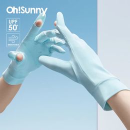 Gants à cinq doigts OhSunny Summer Light Respirant Sunscreen Conduite Tech Tissu Céramique UPF 2000 Anti UV Slip pour le cyclisme en plein air 231012